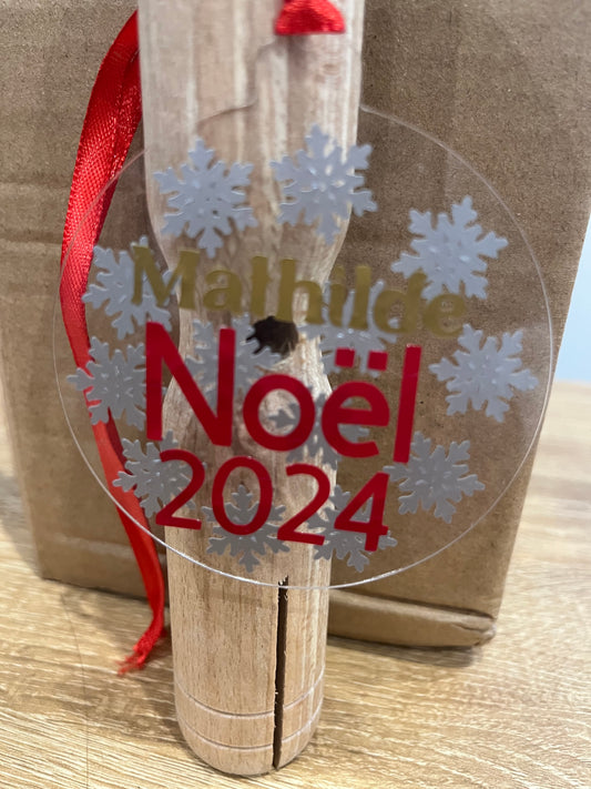 Porte-clés personnalisé de Noël avec prénom motifs flocon de neige