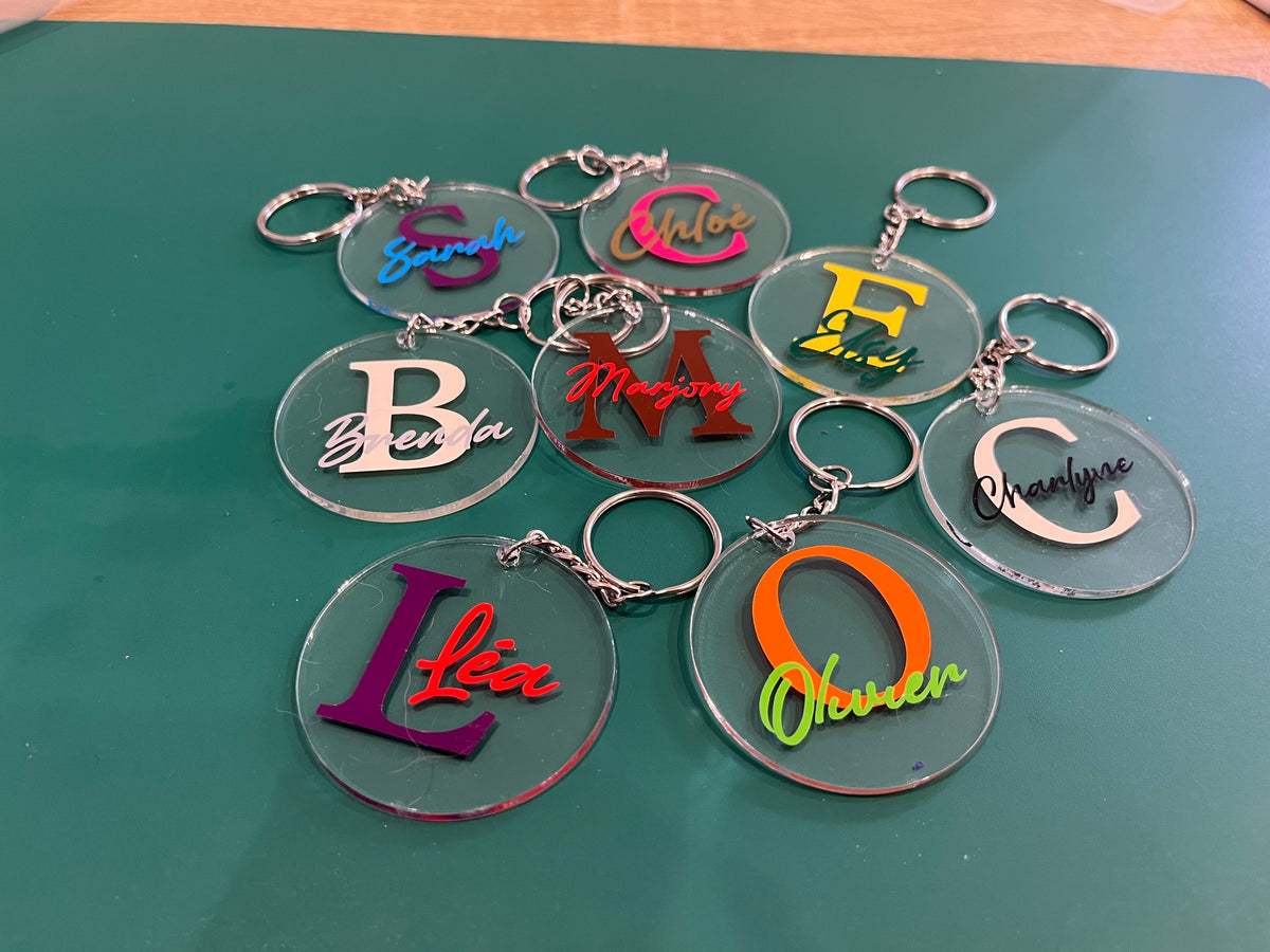 Porte clé prénoms + lettre